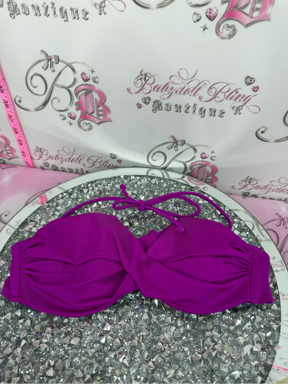 Victoria's Secret bikini Hot purple Bandeau Bikini Top with Halter Strap rare